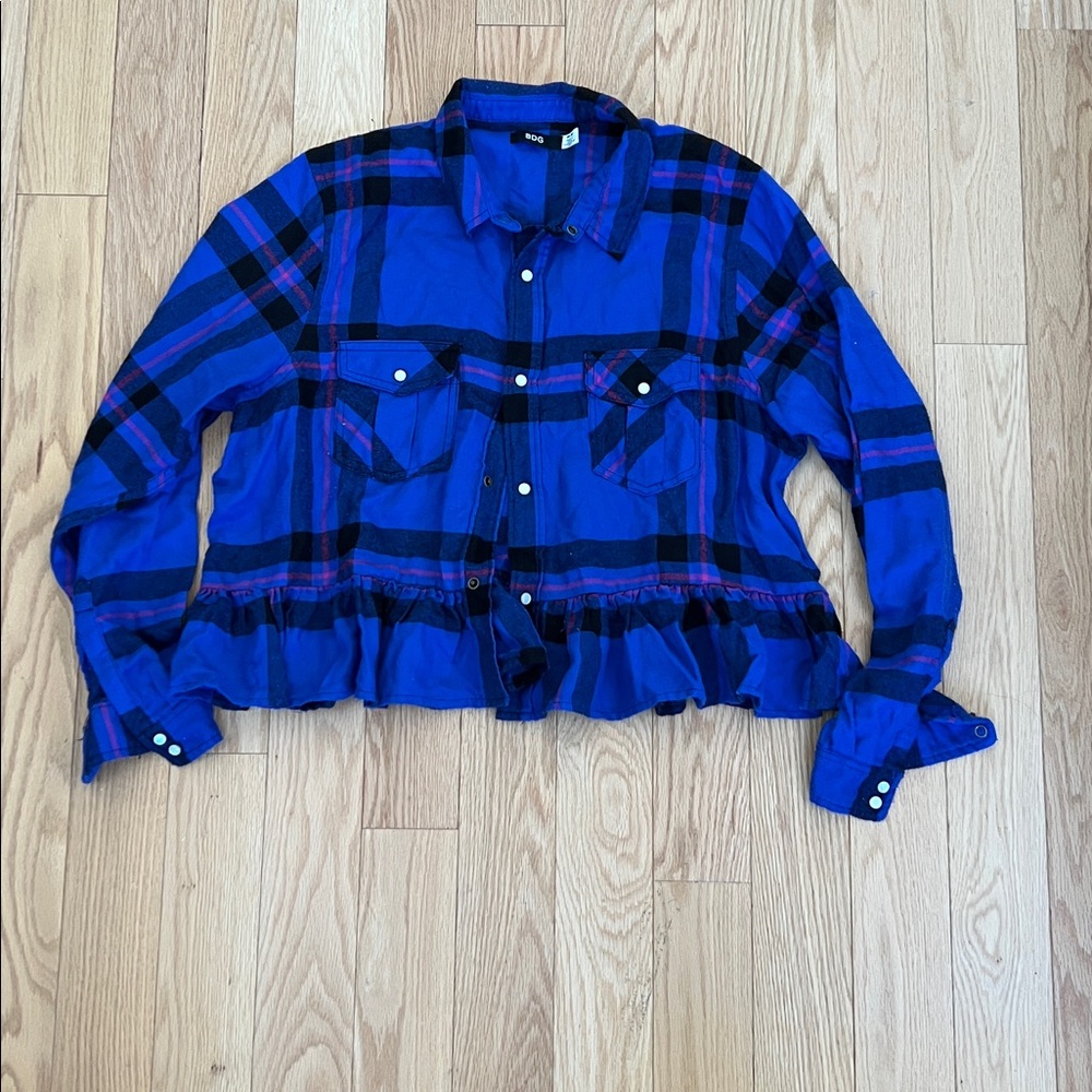 BDG Vibrant Blue Plaid Shirt